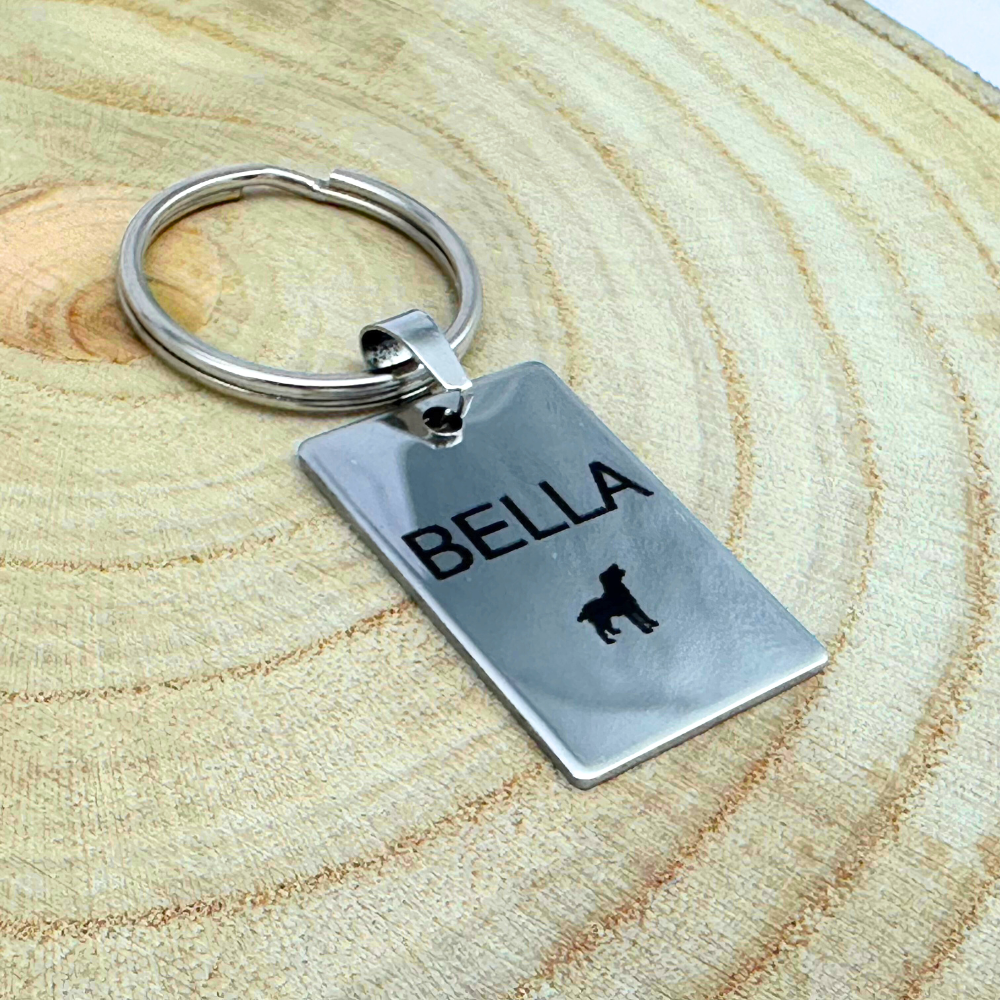 Rectangular Stainless Steel Pet Tag - Custom Engraved Name Tag for Dogs and Cats