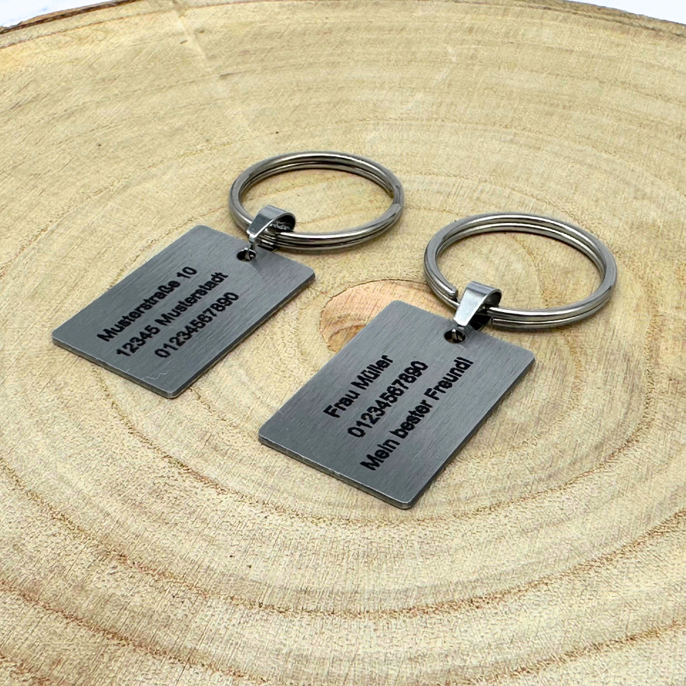 Rectangular Stainless Steel Pet Tag - Custom Engraved Name Tag for Dogs and Cats