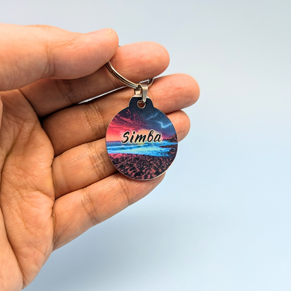 Round Aluminum Pet Tag with Scenic Landscape Designs for Dogs and Cats - 32mm