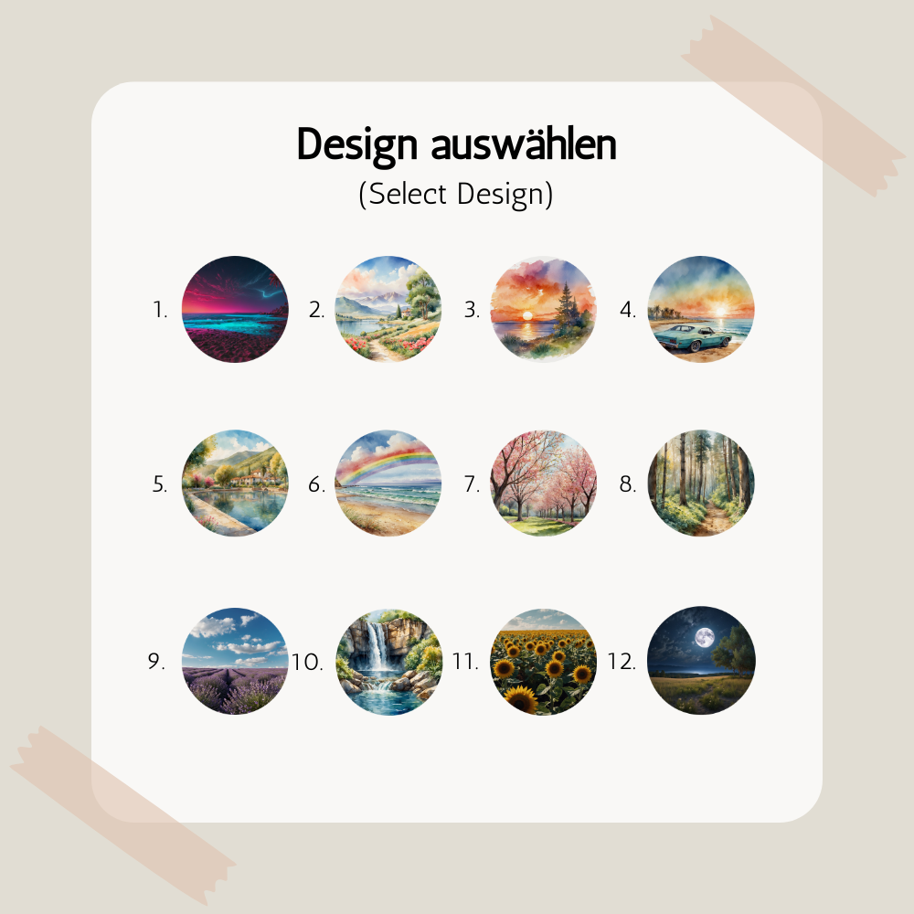 Round Aluminum Pet Tag with Scenic Landscape Designs for Dogs and Cats - 32mm