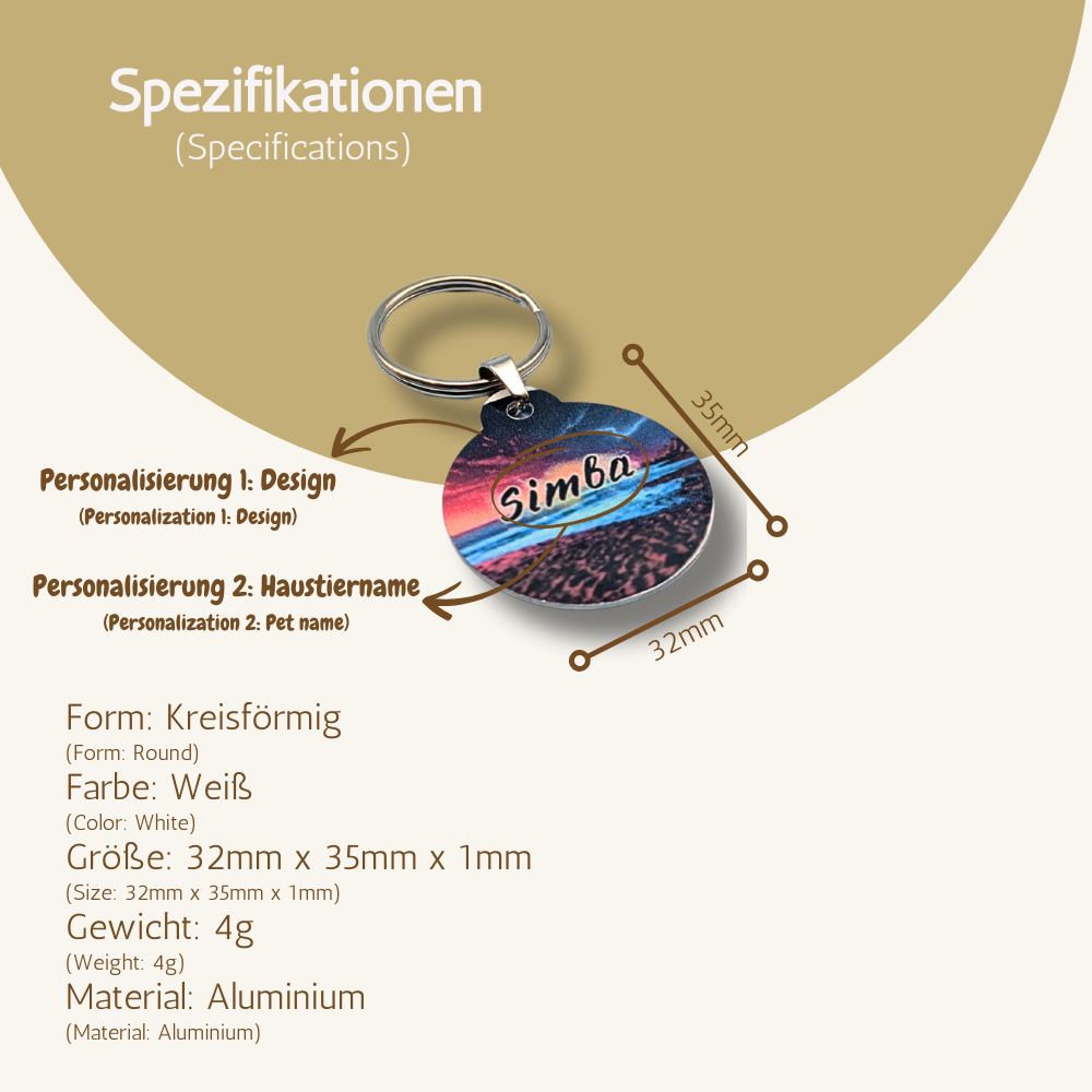 Round Aluminum Pet Tag with Scenic Landscape Designs for Dogs and Cats - 32mm