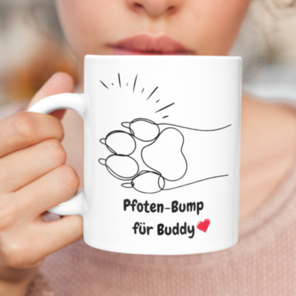 Personalized Ceramic Coffee Mug - Paw Bump Design (330mL / 11oz)