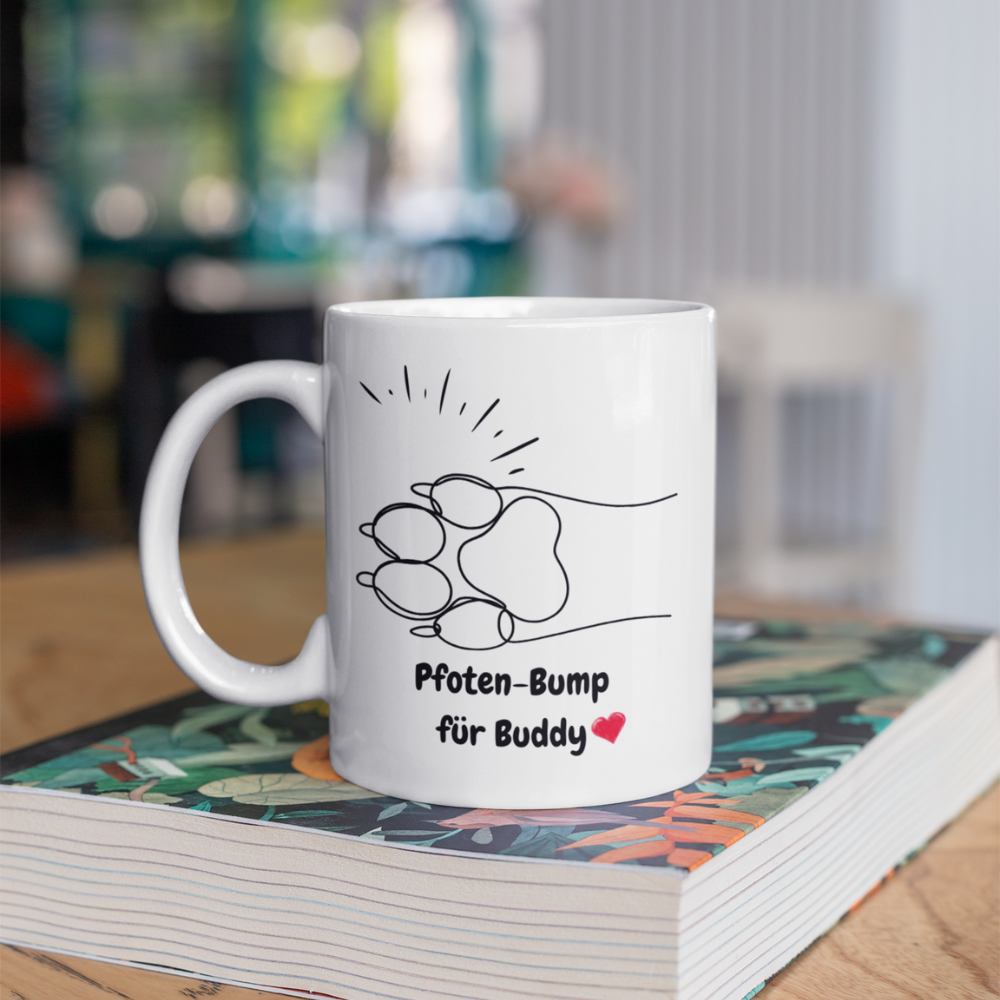 Personalized Ceramic Coffee Mug - Paw Bump Design (330mL / 11oz)
