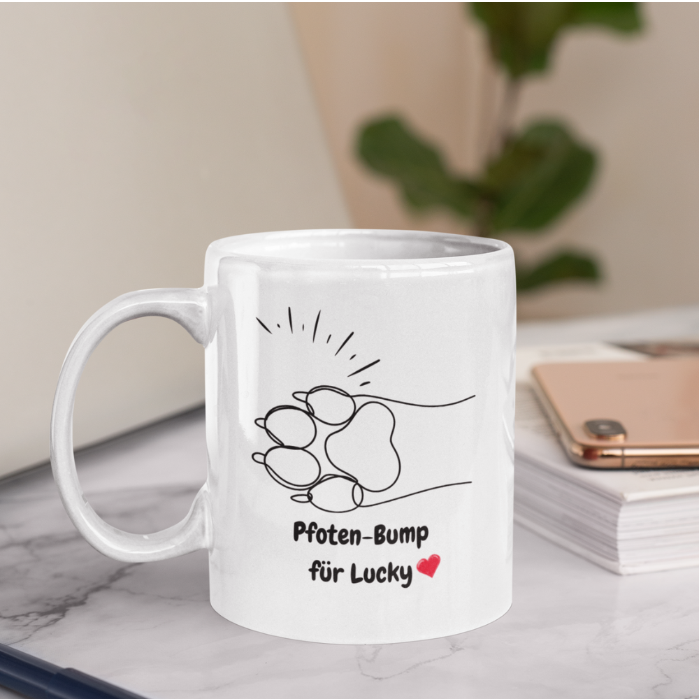 Personalized Ceramic Coffee Mug - Paw Bump Design (330mL / 11oz)