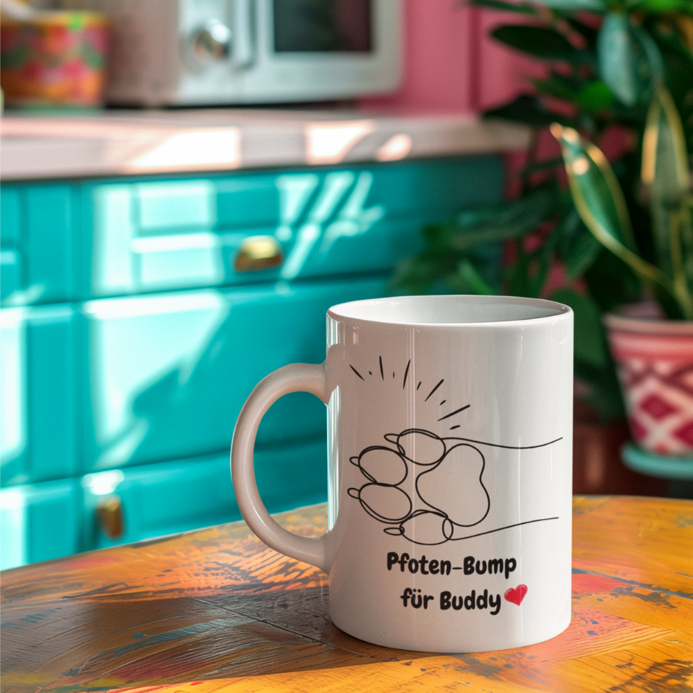 Personalized Ceramic Coffee Mug - Paw Bump Design (330mL / 11oz)