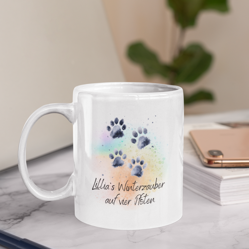 Personalized Ceramic Coffee Mug - Paw Prints (330mL / 11oz)