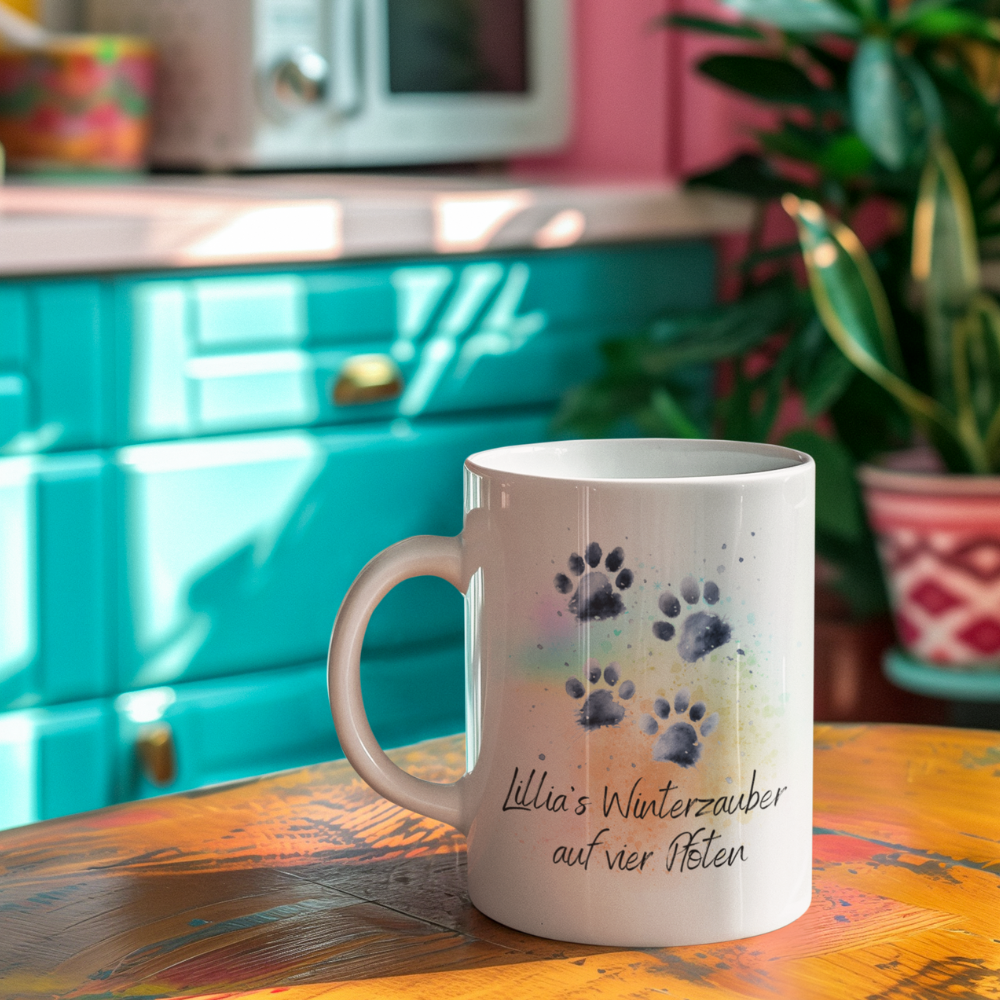Personalized Ceramic Coffee Mug - Paw Prints (330mL / 11oz)