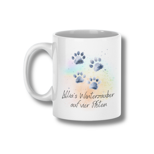 Personalized Ceramic Coffee Mug - Paw Prints (330mL / 11oz)