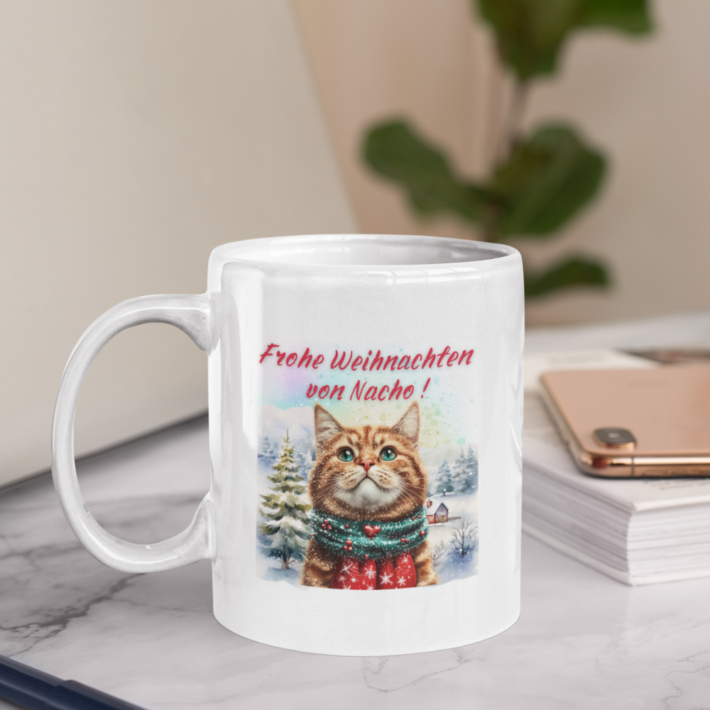 Personalized Ceramic Coffee Mug - Cat Design (330mL / 11oz)