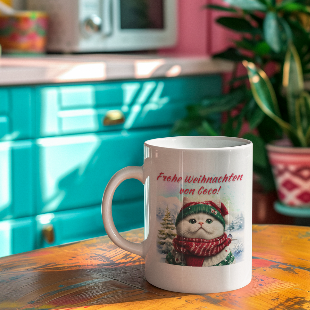 Personalized Ceramic Coffee Mug - Cat Design (330mL / 11oz)