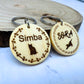 Round Wood Pet Tag with Engraving for Dogs and Cats - 35mm