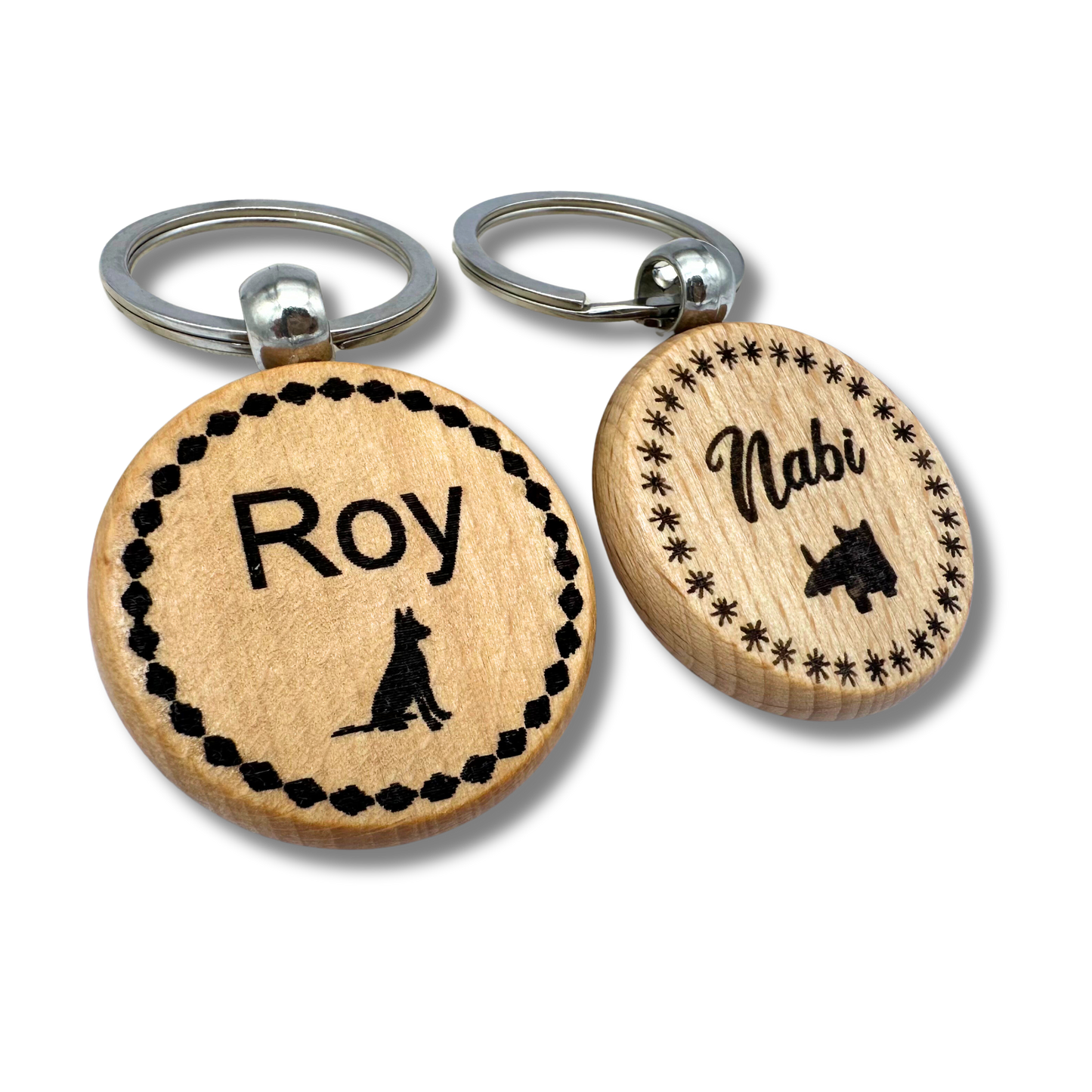 Round Wood Pet Tag with Engraving for Dogs and Cats - 40mm