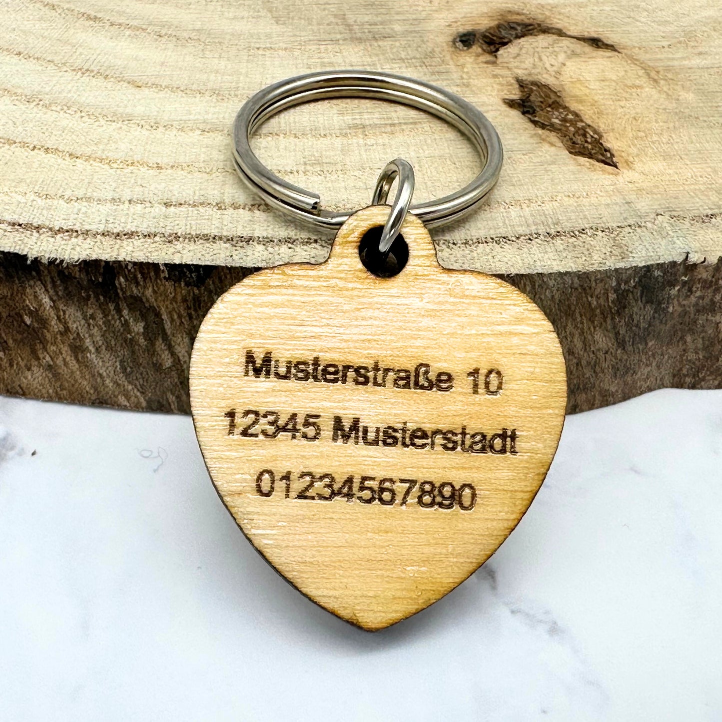 Heart-Shaped Wood Pet Tag with Engraving for Dogs and Cats