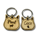 Cat Face Wood Pet Tag with Engraving for Dogs and Cats