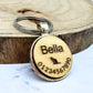 Round Wood Pet Tag with Metal Socket - Custom Engraved Name Tag for Dogs and Cats