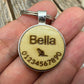 Round Wood Pet Tag with Metal Socket - Custom Engraved Name Tag for Dogs and Cats