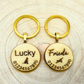 Round Wood Pet Tag with Gold Metal Socket - Custom Engraved Name Tag for Dogs and Cats