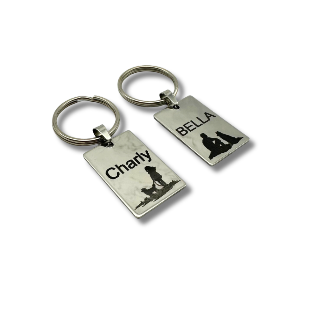 Rectangular Stainless Steel Pet Tag - Custom Engraved Name Tag for Dogs