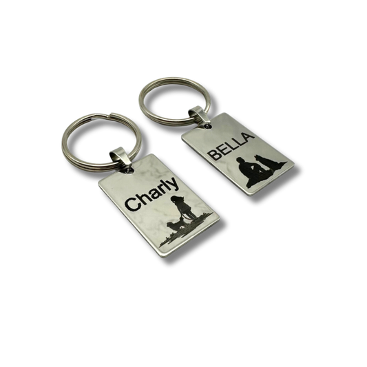 Rectangular Stainless Steel Pet Tag - Custom Engraved Name Tag for Dogs