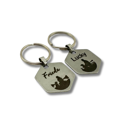 Hexagon Shaped Stainless Steel Pet Tags - Custom Engraved Name Tags for Dogs