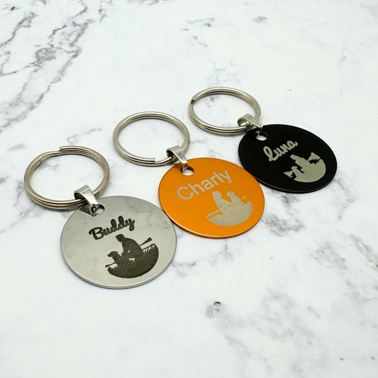 Round Stainless Steel and Aluminium Pet Tag with Engraving for Dogs - 30mm