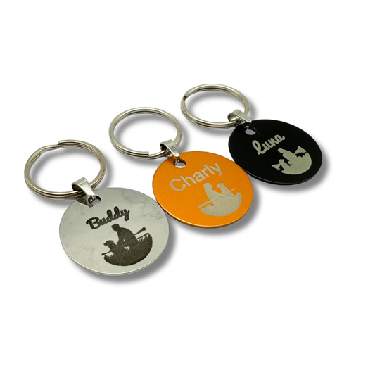 Round Stainless Steel and Aluminium Pet Tag with Engraving for Dogs - 30mm