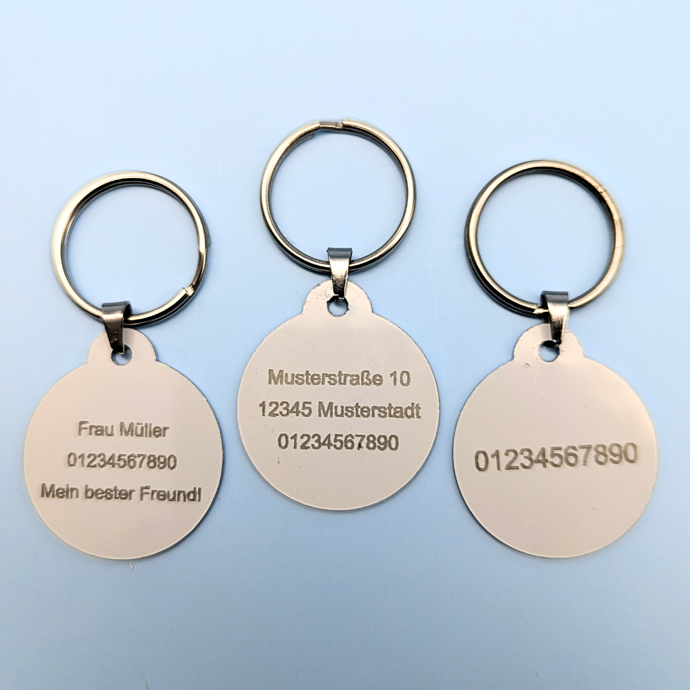 Round Aluminum Pet Tag with Dog Breed Designs for Dogs - 32mm