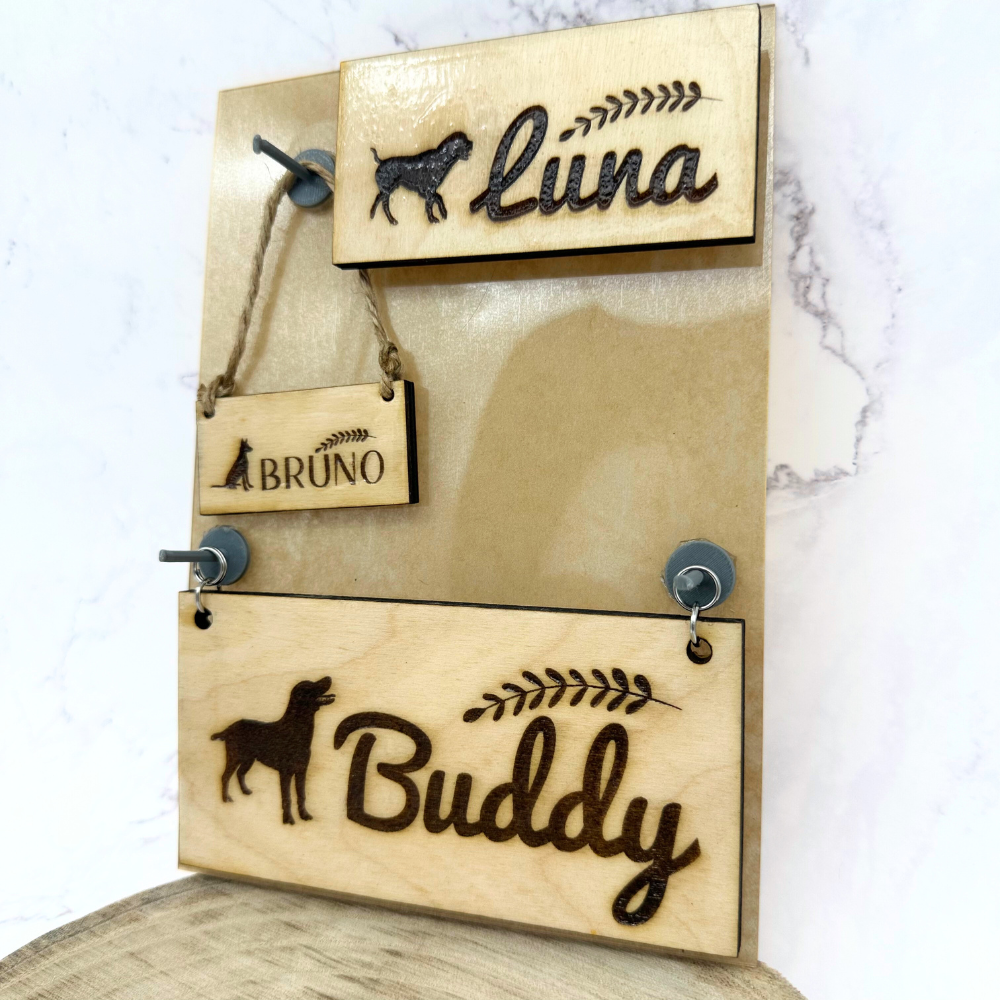 Wood Name Tag with Engraving for Dogs and Cats